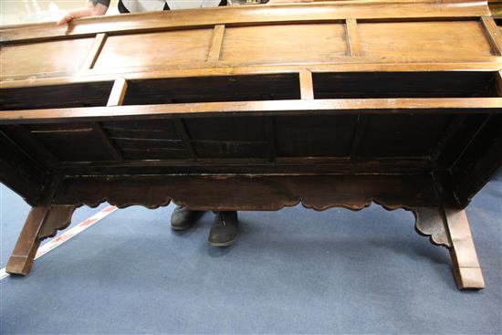 A Chinese hardwood bench, 19th century, W.6ft 2in. D.2ft H.2ft 8in.